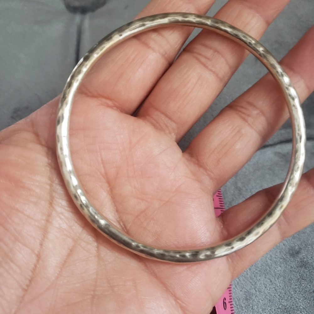 925 Silver Hammered Bangle Bracelet